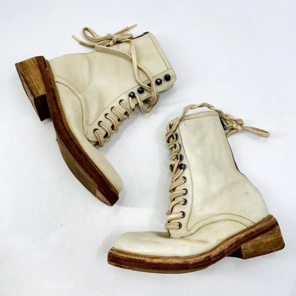 Free People ivory leather lace up boots - Picture 2 of 7